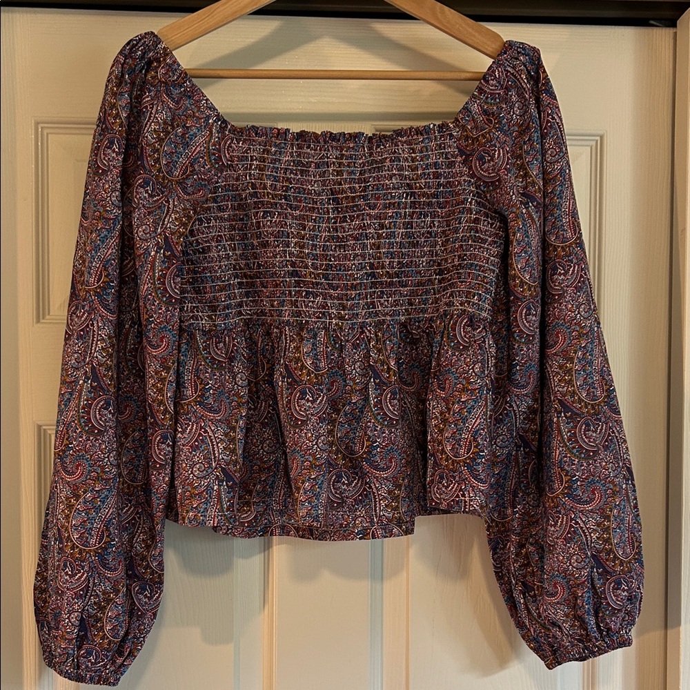 J. Crew Women's Puff-sleeve Smocked Too in Liberty Tropical Print Size Large